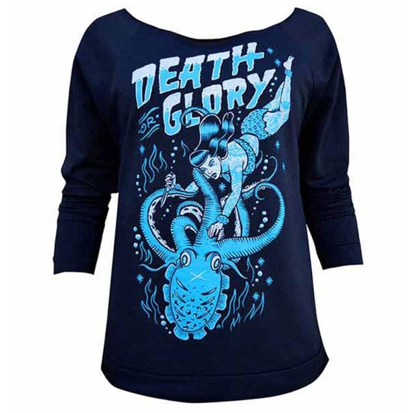 DISCONTINUED!! Death or Glory Rockabilly Pin Up Black Sweatshirt S-M-L-XL - Picture 1 of 3